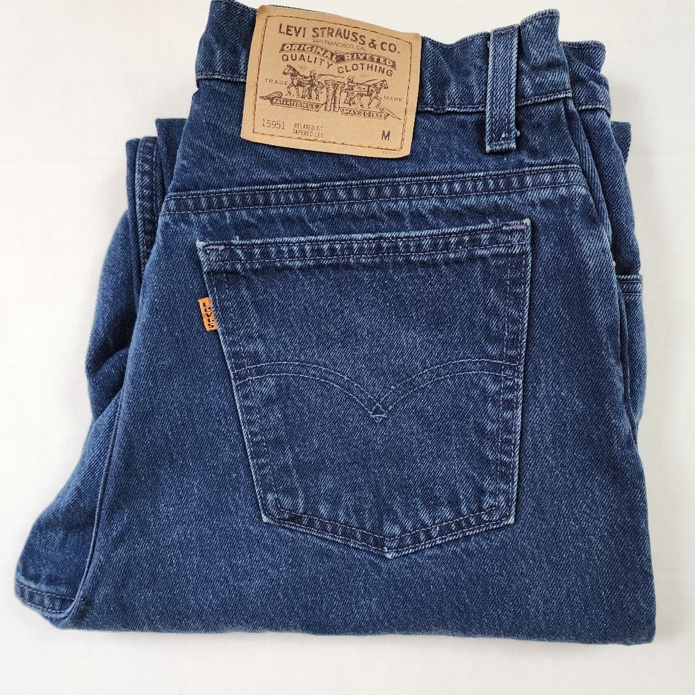 Levi's 90s Orange Tab 95 Vintage Relaxed Fit Tapered Leg Dark High Rise Jeans